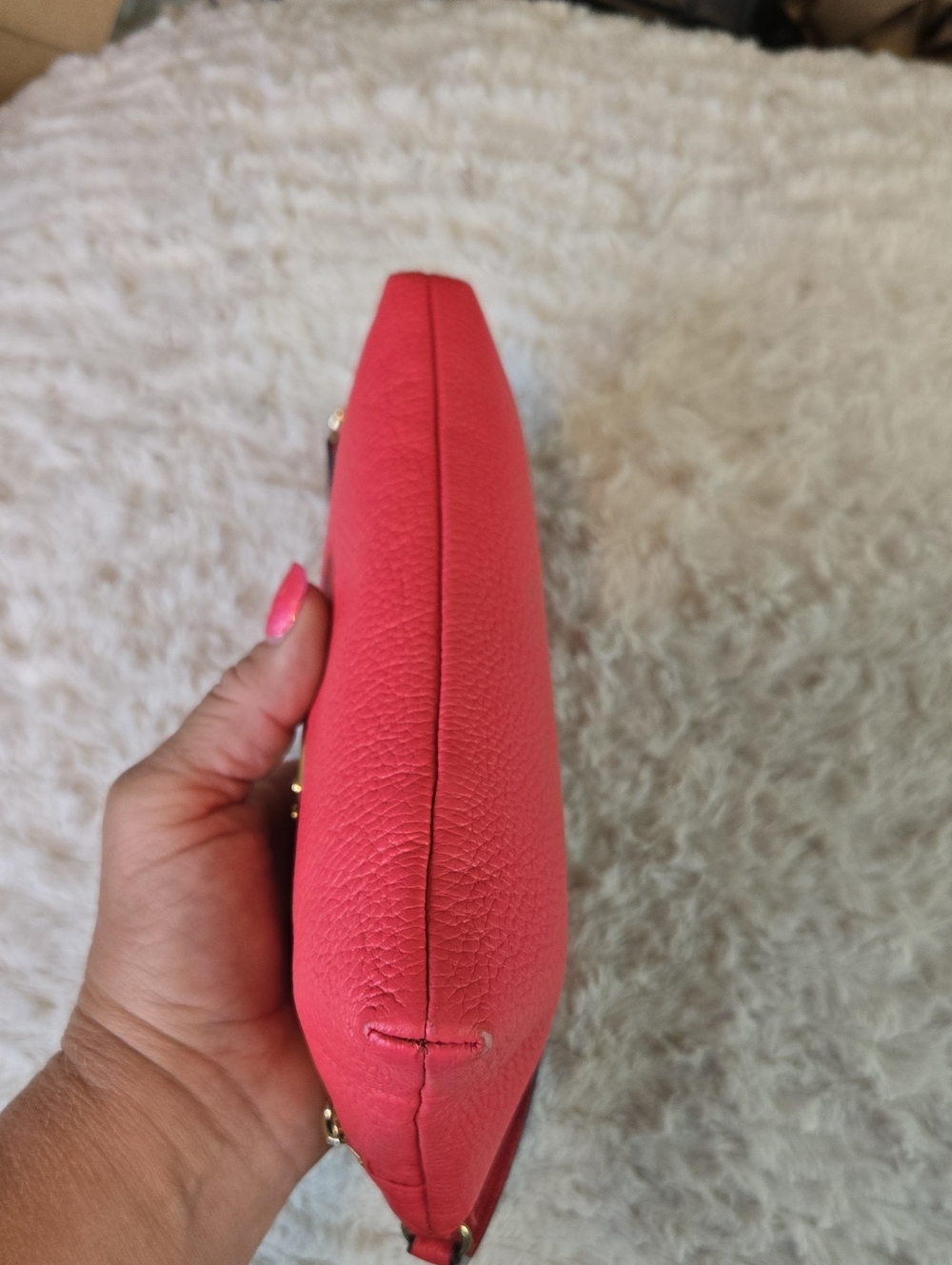 MICHAEL Michael Kors Coral Pink Pebbled Leather Wristlet with Extender - Picture 5 of 7